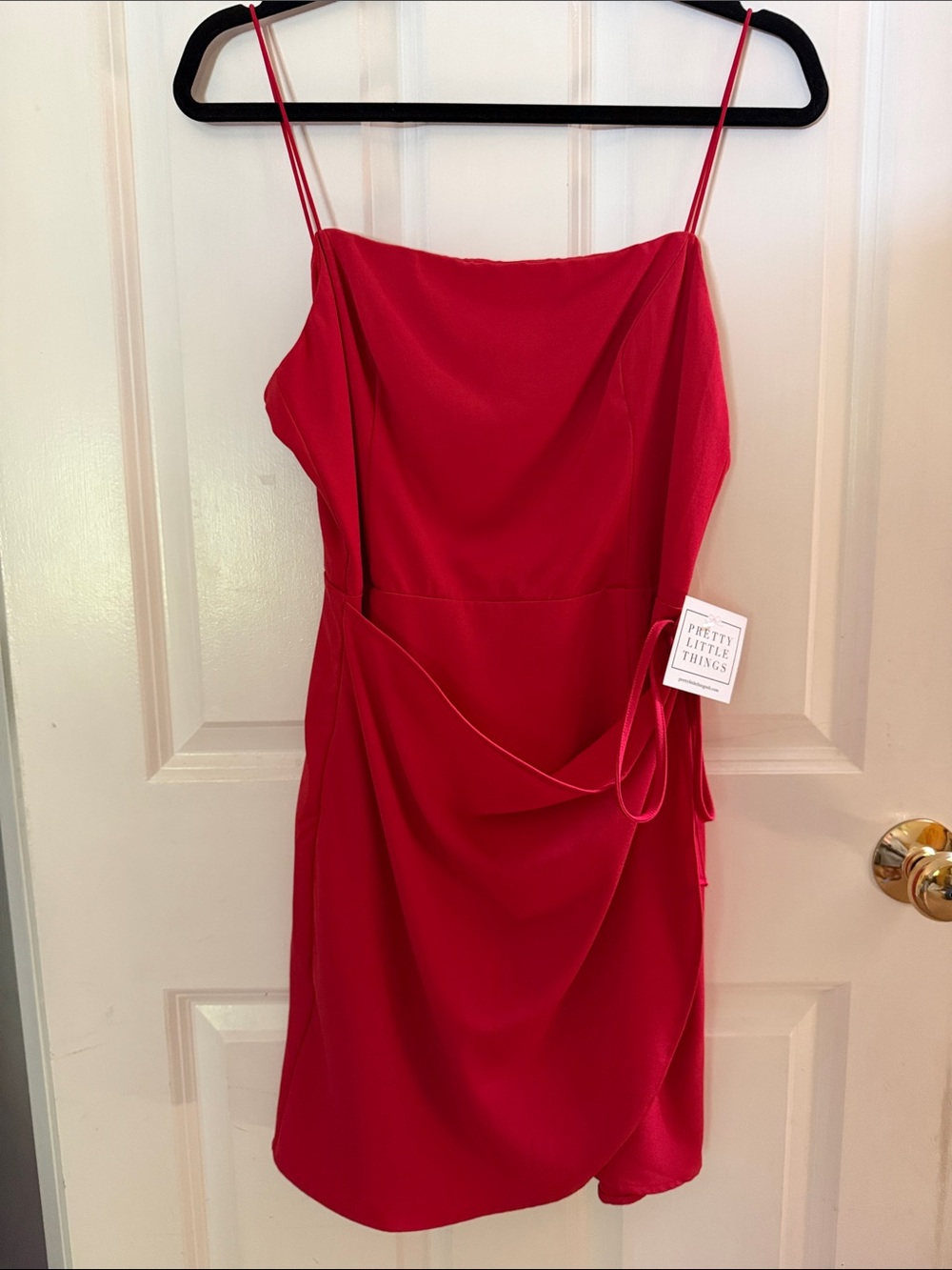 PrettyLittleThing Hot Pink Draped Spaghetti Strap Mini Dress